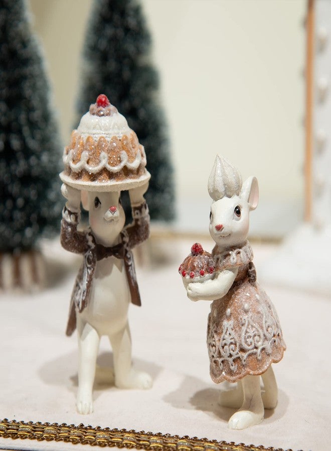 Braxio Indoor Christmas Gingerbread Mouse Figurine Set of 2 for Christmas, Festive Tabletop Decor, Cookie Ornament, Collectible Holiday Decorations for Christmas Tree, Mantel, Shelf - Image 5
